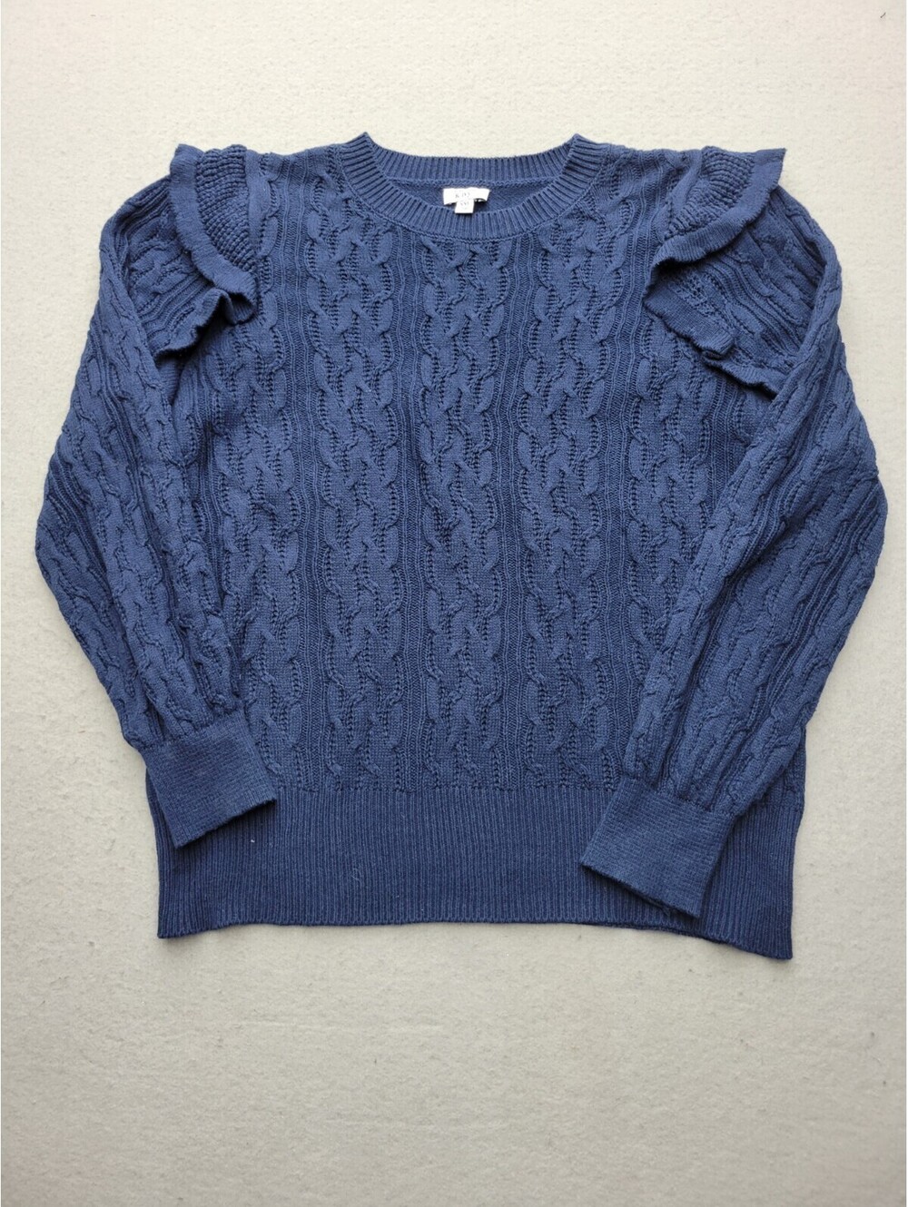 Crown & Ivy Women's Sweater XXL Blue Pullover Solid Cotton Blend